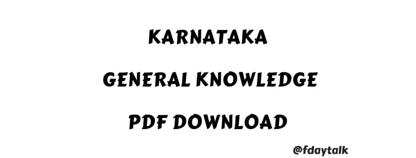 Karnataka General Knowledge PDF for KPSC Exams