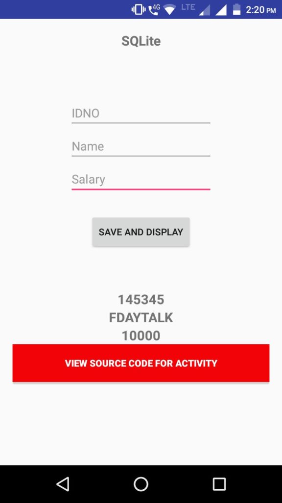 Android Sqlite Database Example | Source Code Download