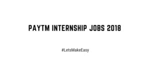 Paytm Internship Jobs 2018