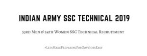 Indian Army SSC Technical 2019