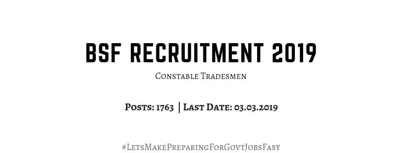 BSF Constable Tradesmen 2019