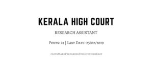 Kerala high court research assistant 2019