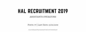 hal assistant operators recruitment 2019