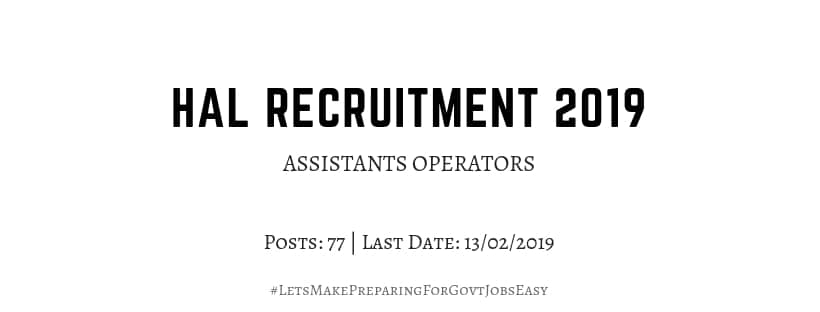 hal assistant operators recruitment 2019