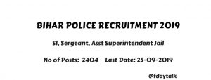 Bihar Police Direct Recruitment SI Assistant Superintendent Jail 2019
