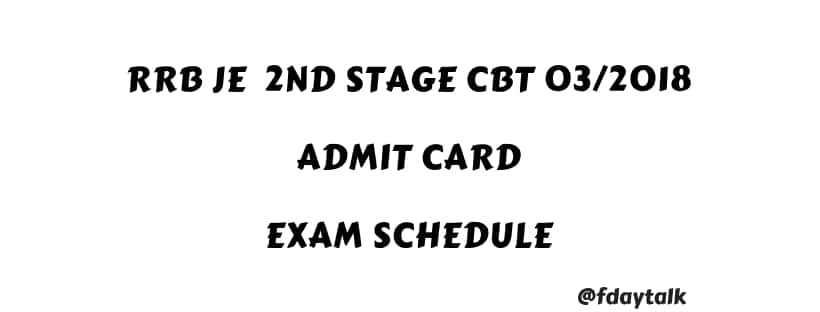 RRB JE 2nd Stage CBT Admit card