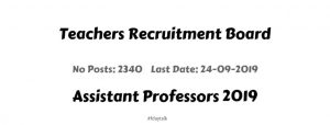 Teachers Recruitment Board Online Notification Apply Assistant Professors 2019