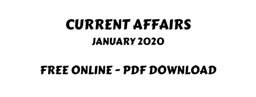 Current Affairs January 2020 PDF Download