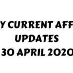 Current Affairs 30 April 2020