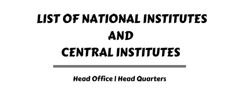 list of important institutions headquarters in india pdf