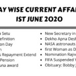 Today current affairs 1 june 2020