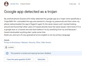 Google app update triggers virus detection