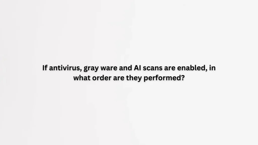 If antivirus gray ware and AI scans are enabled in what order are they performed