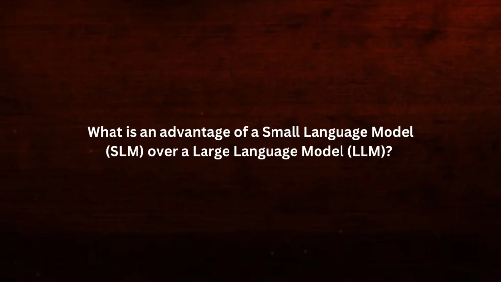 What is an advantage of a Small Language Model (SLM) over a Large Language Model (LLM)?