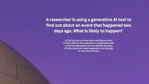 A researcher is using a generative AI tool to find out about an event that happened two days ago