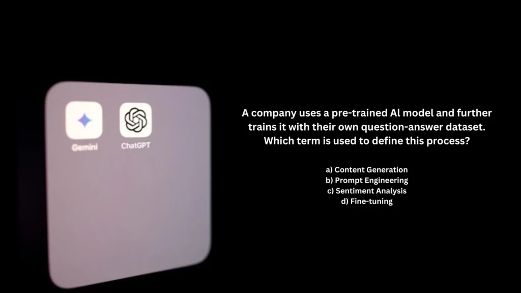 A company uses a pre-trained Al model and further trains it with their own question-answer dataset