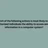 Which of the following actions is most likely to grant unauthorized individuals the ability to access sensitive information in a computer system?