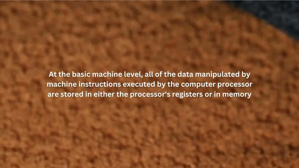 At the basic machine level, all of the data manipulated by machine instructions executed by the computer processor are stored in either the processor's registers or in memory.