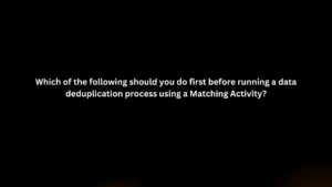 Which of the following should you do first before running a data deduplication process using a Matching Activity?