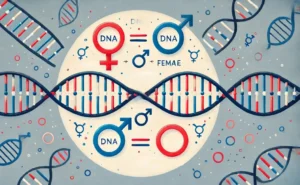 How is the equal genetic contribution of male and female parents ensured in the progeny?