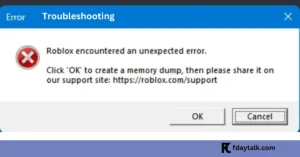 Roblox Memory Dump Error