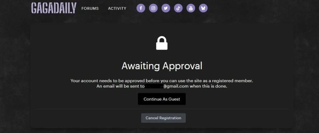 GagaDaily Registration Challenge