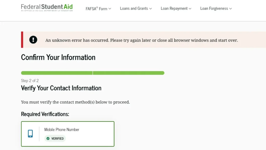 How to Fix FAFSA "An Unknown Error Has Occurred": Step-by-Step Guide
