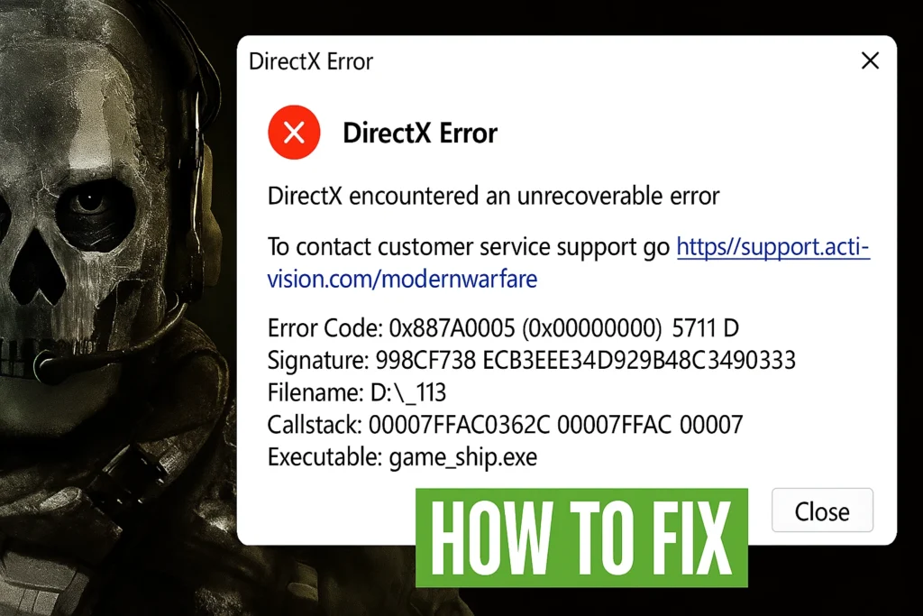 cod directx error