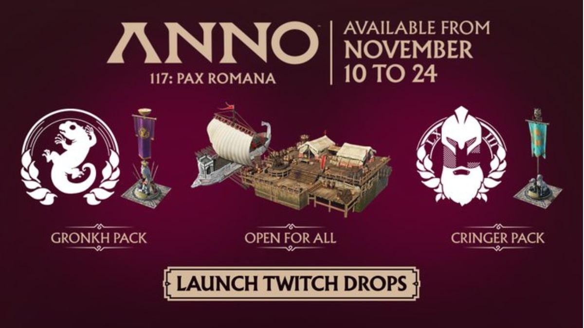 How to Get Twitch Drops in Anno 117: Pax Romana – All Rewards, Watch Time, and Claim Guide