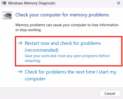 Run Windows Memory Diagnostic