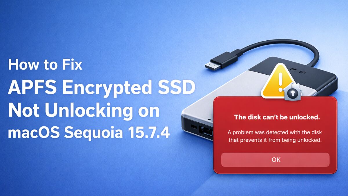 How to Fix APFS Encrypted SSD Not Unlocking on macOS Sequoia 15.7.4