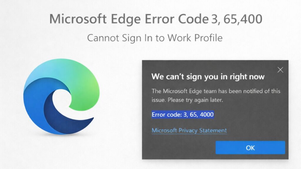 How to Fix Microsoft Edge “Cannot Sign In to Work Profile” (Error Code 3, 65, 4000)