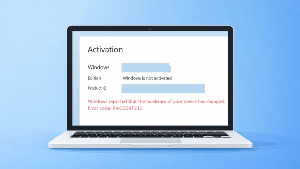 How to Fix Windows Activation Error 0xC004F211 After a BIOS Update