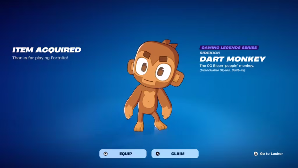 How to Get Dart Monkey Sidekick in Fortnite for Free (Bloons TD 6)