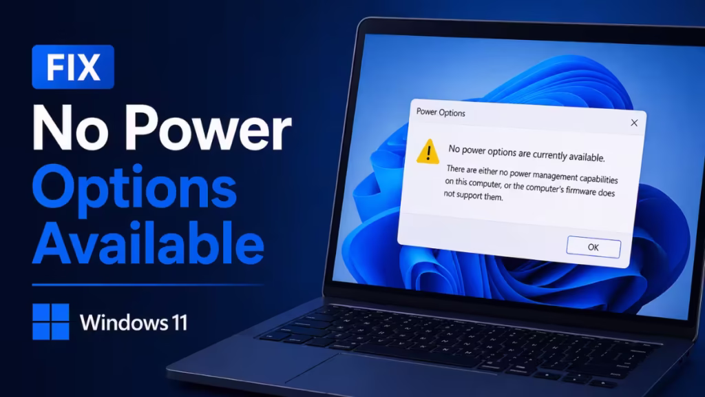 no power options available Windows 11