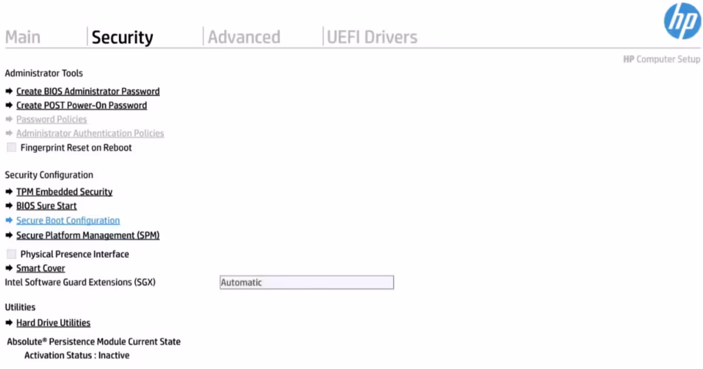 Secure Boot Configuration