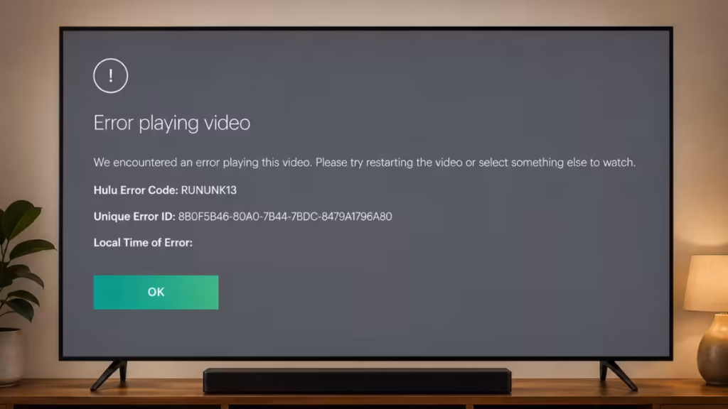 Hulu Error Code RUNUNK13