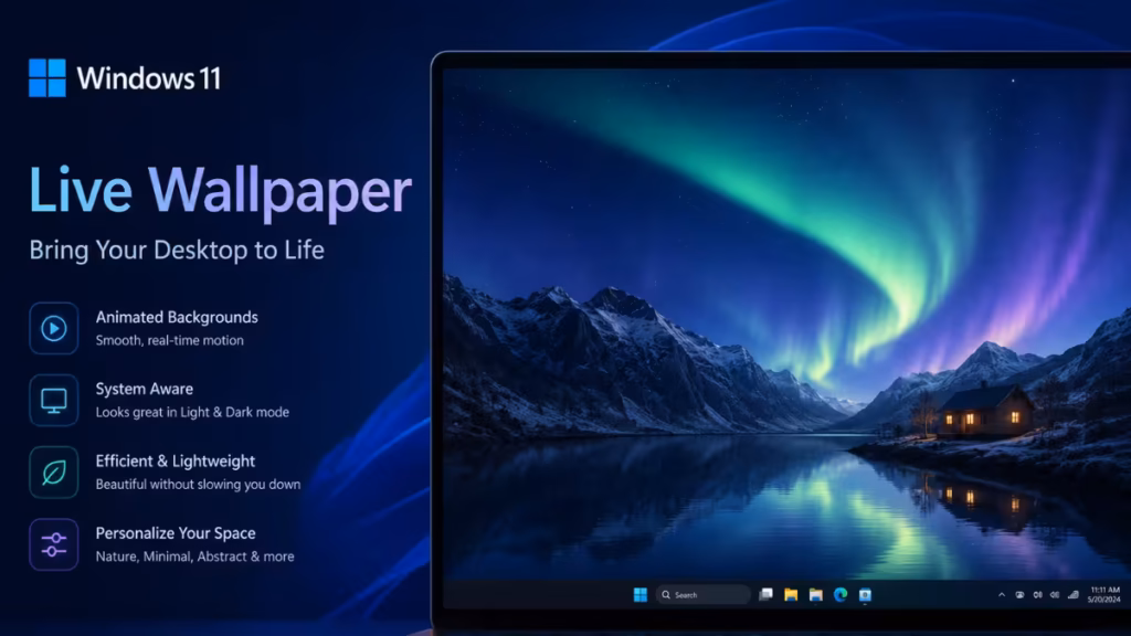 live wallpaper Windows 11 without third party app