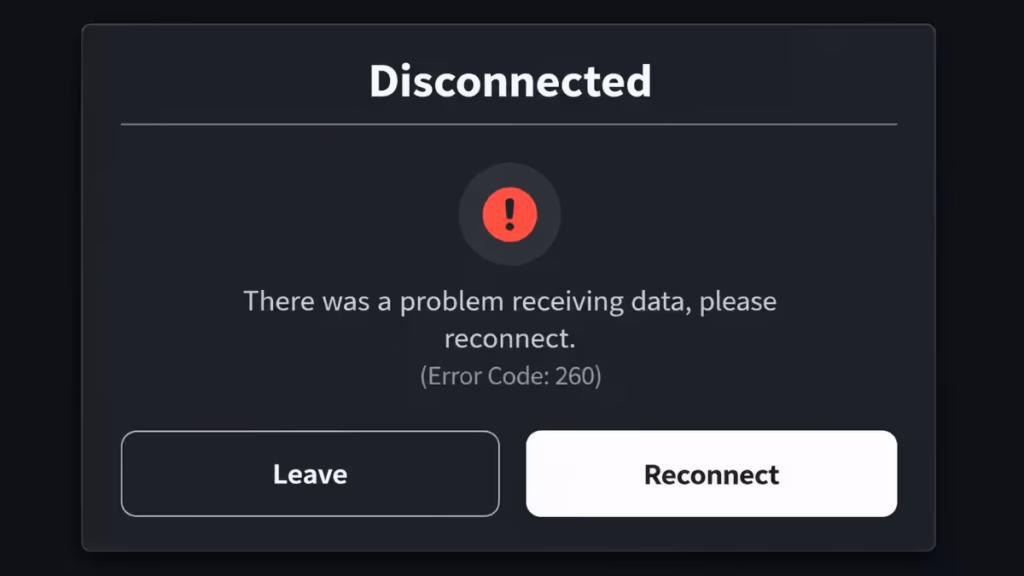 Roblox Error Code 260