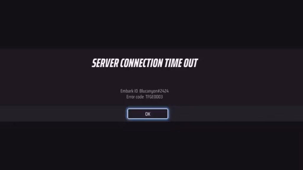 The Finals TFGE0003 error