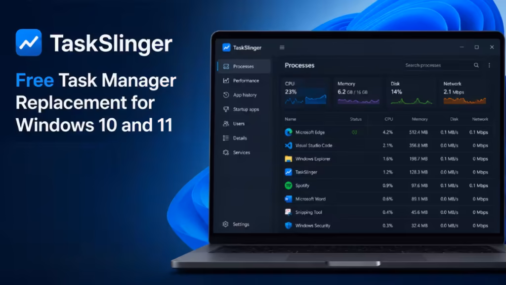 TaskSlinger: Free Task Manager Replacement for Windows 10 and 11