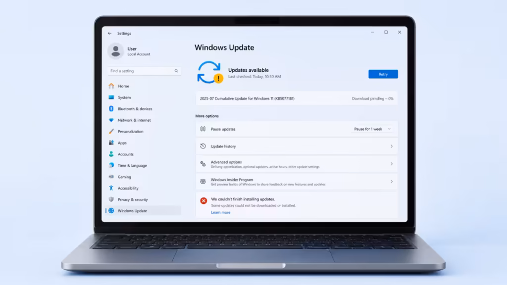 Windows 11 updates not downloading after KB5077181