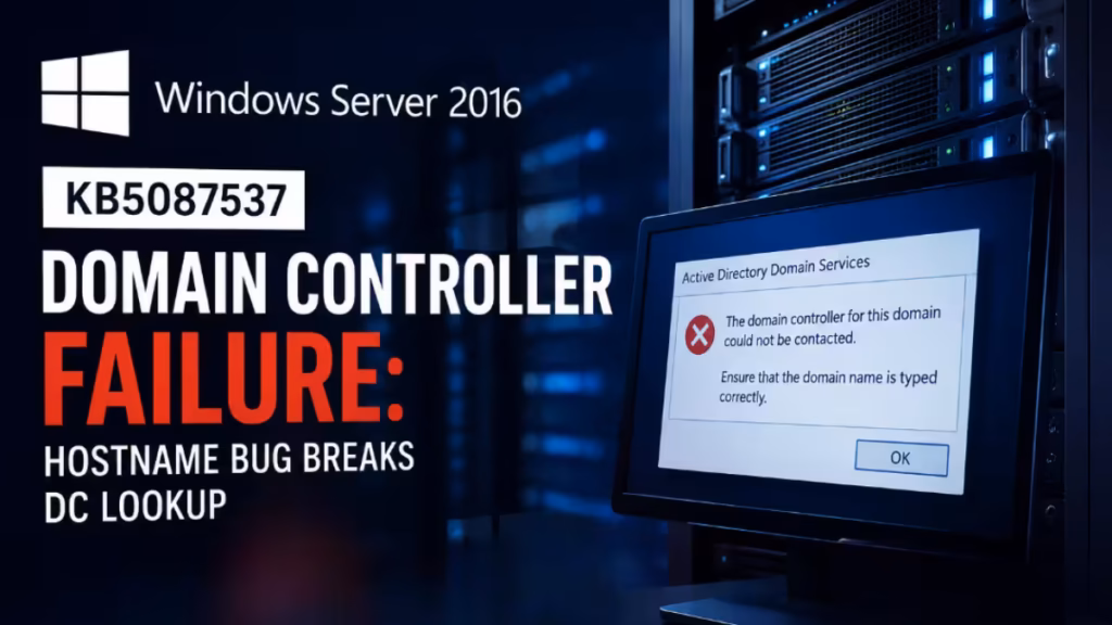 Windows Server 2016 KB5087537 domain controller failure