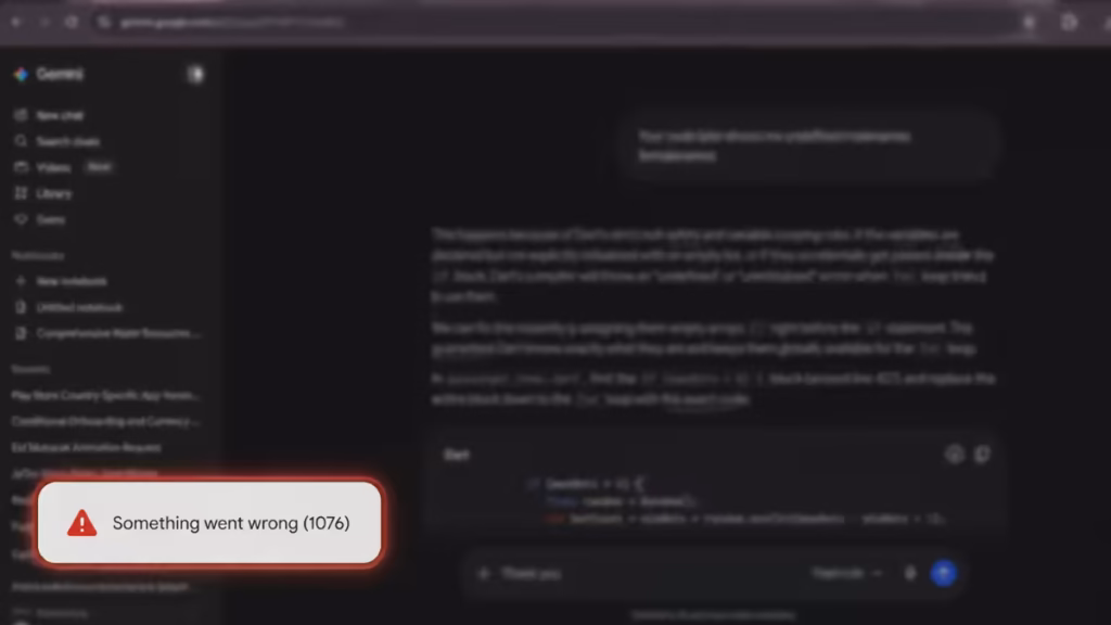 How to Fix Gemini Error 1076 (Something Went Wrong)