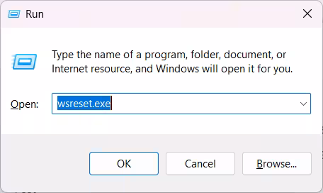 Reset the Microsoft Store Cache