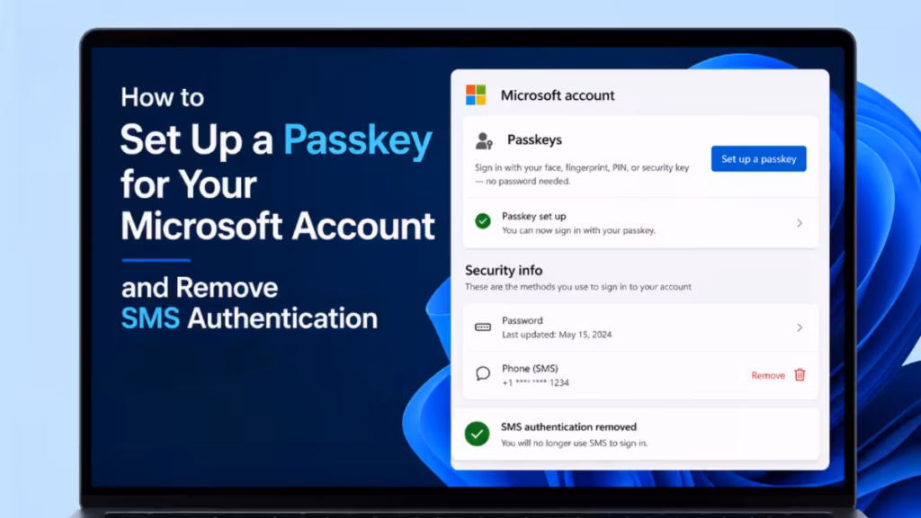set up passkey for Microsoft account