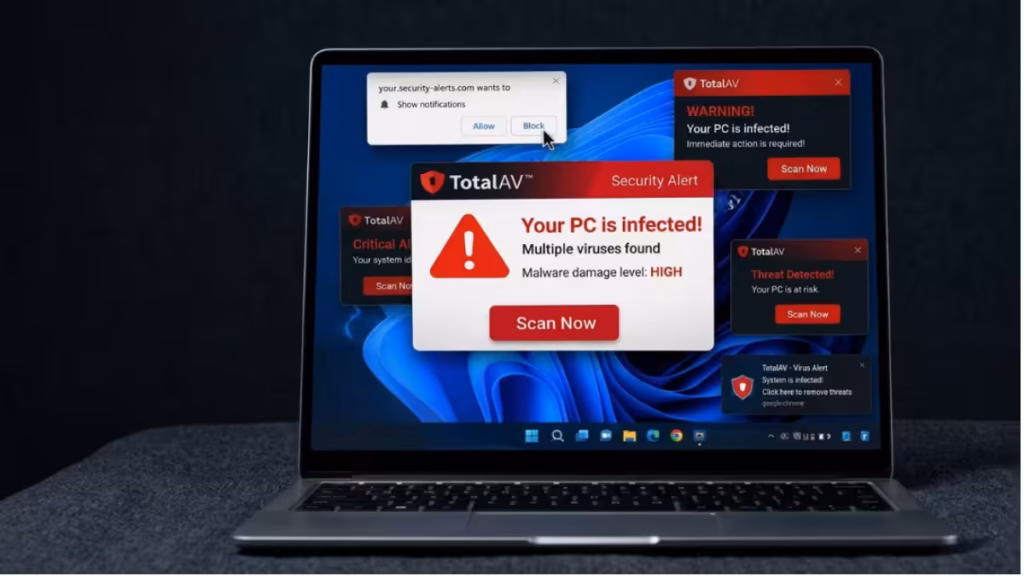 fake TotalAV pop-up virus alert Windows 11