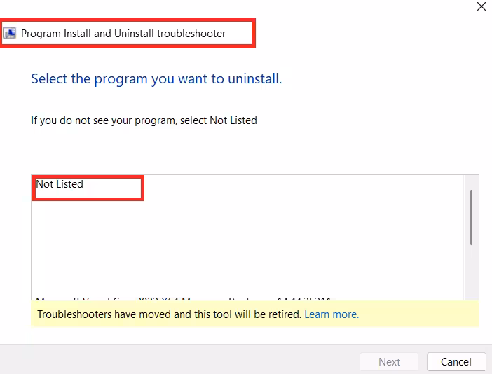 Select the program you want to uninstall.