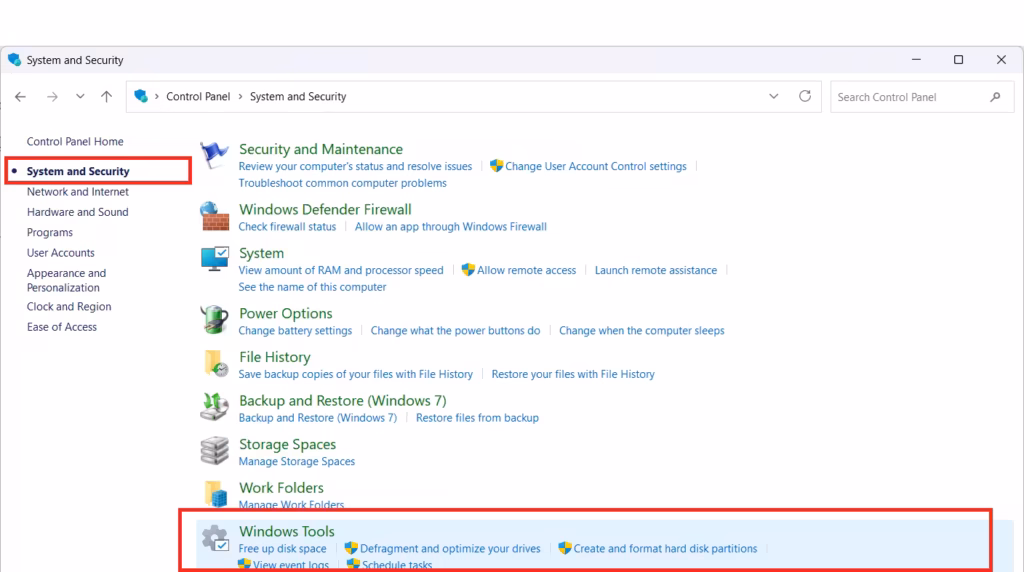 Open Disk Cleanup from Control Panel
