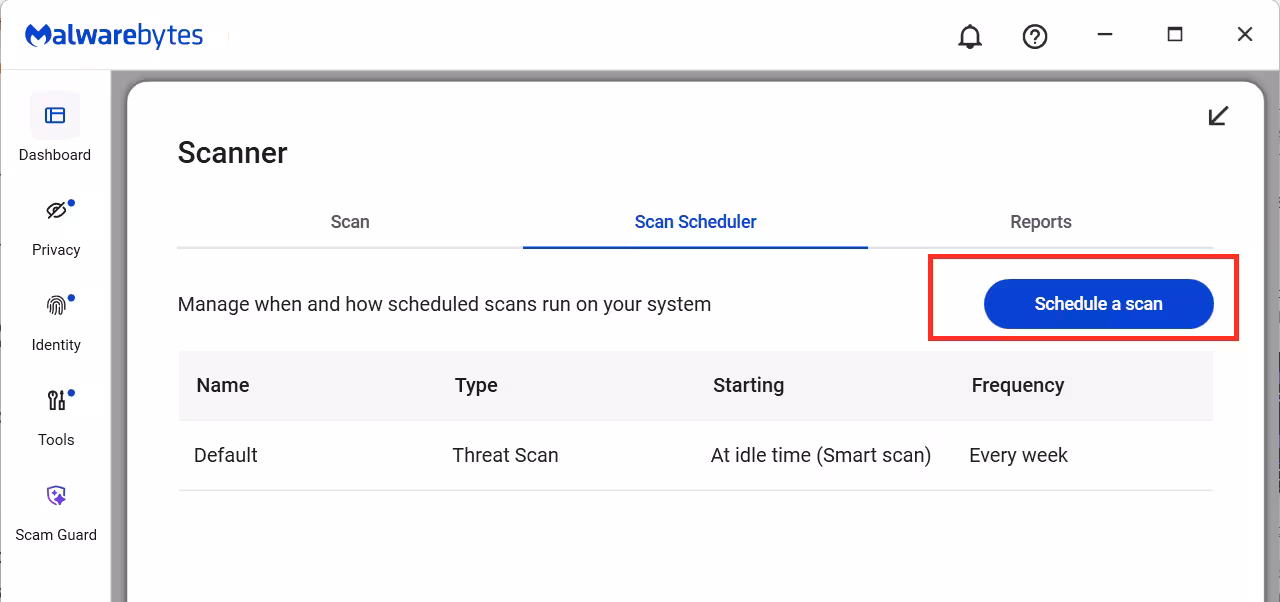 Schedule Regular Scans